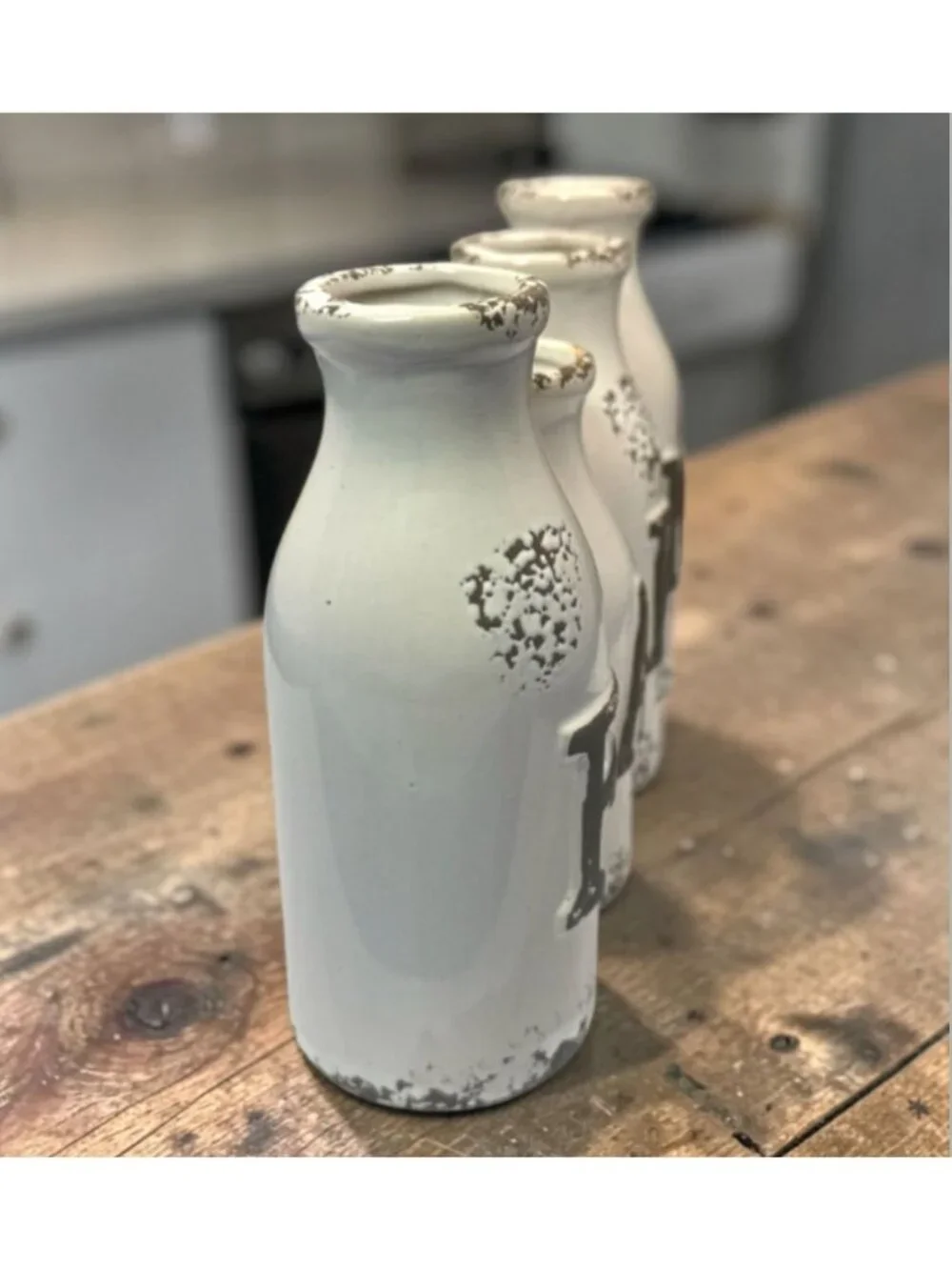 Rustic Farmhouse Four Spout Milk Bottle Ceramic Vase